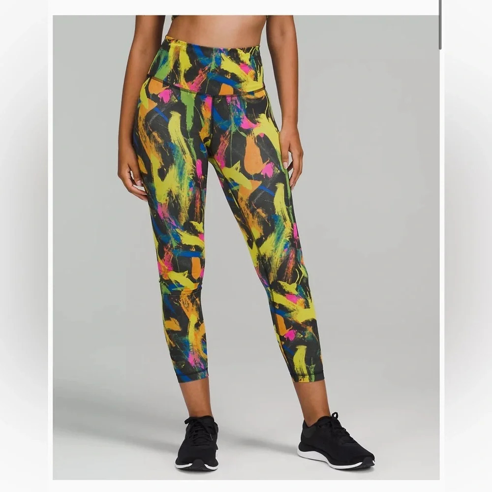 lululemon athletica Neon Abstract Brushstroke High-Rise Capri Leggings